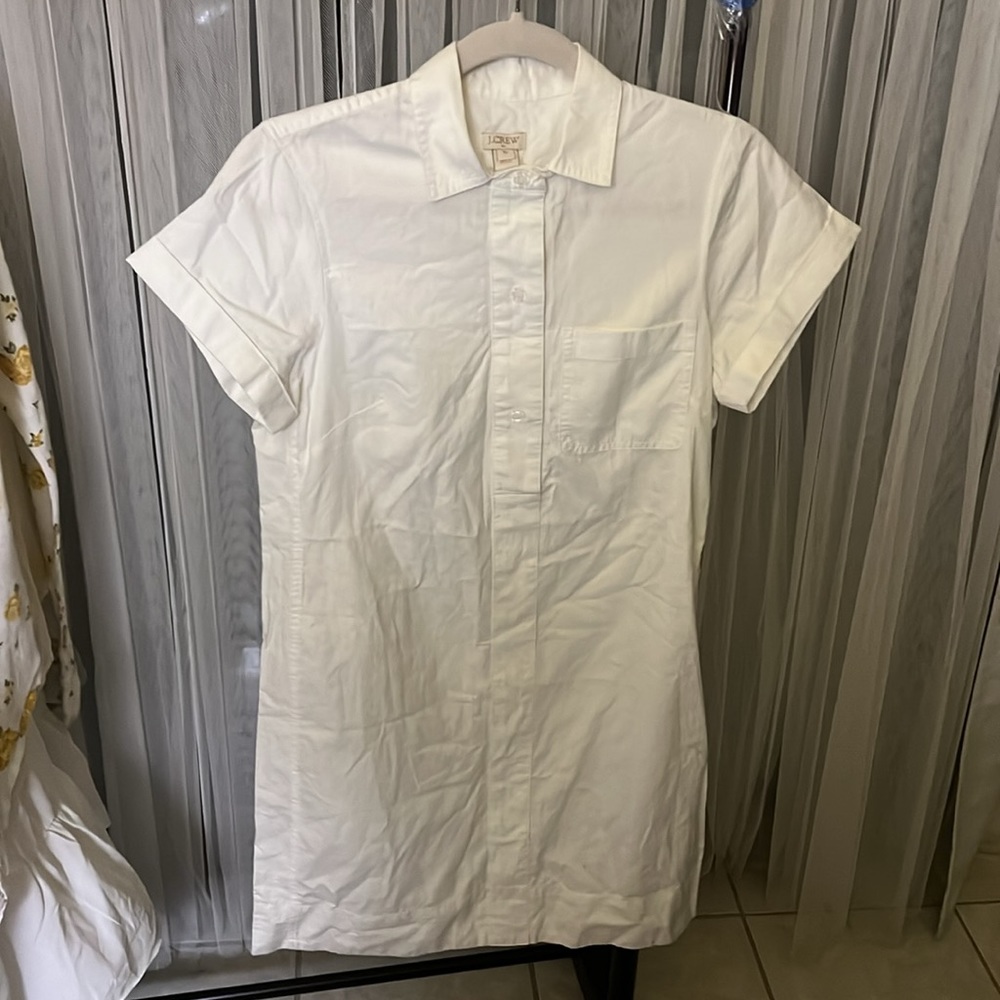 JCrew White Poplin Collar Shirt Dress
